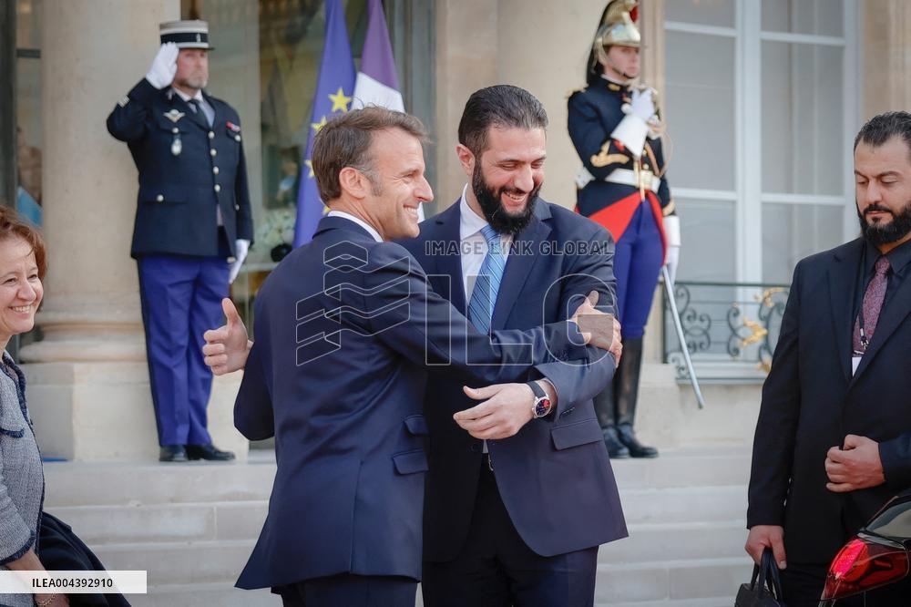 President Macron Welcomes Ahmed Al Sharaa At Elysee - Paris