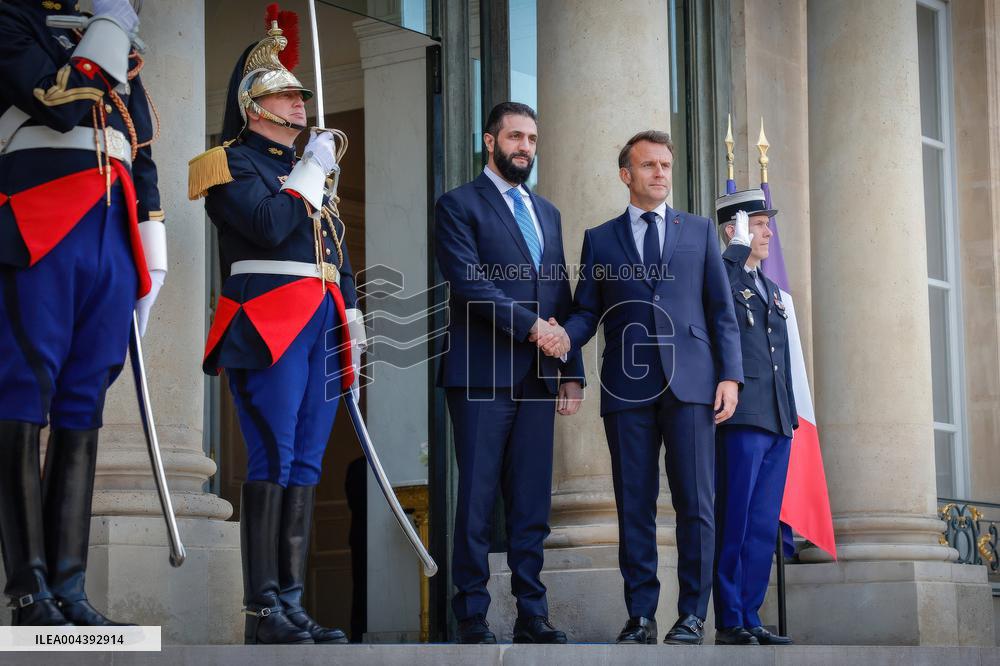 President Macron Welcomes Ahmed Al Sharaa At Elysee - Paris