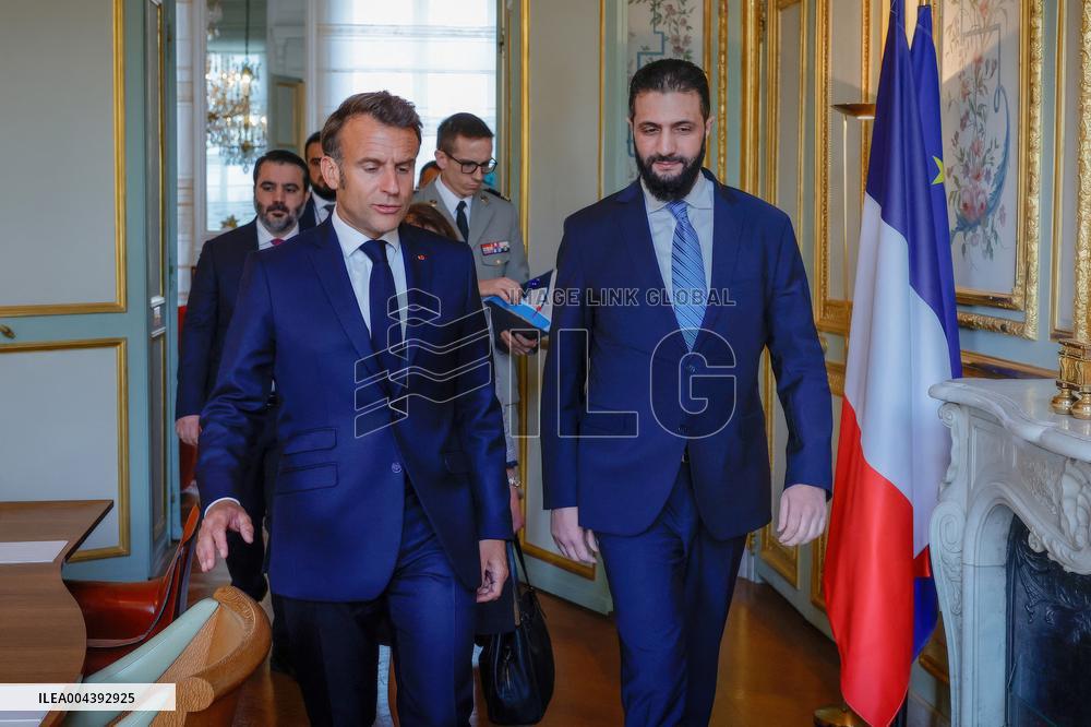 President Macron Welcomes Ahmed Al Sharaa At Elysee - Paris