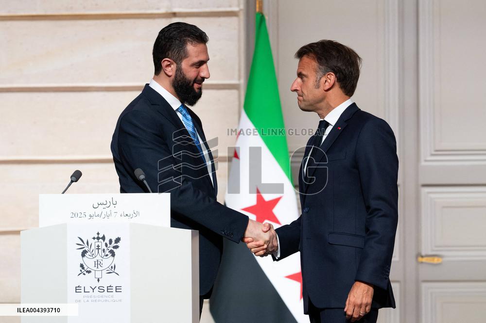 President Macron And Syrian President al-Sharaa Press Conference - Paris