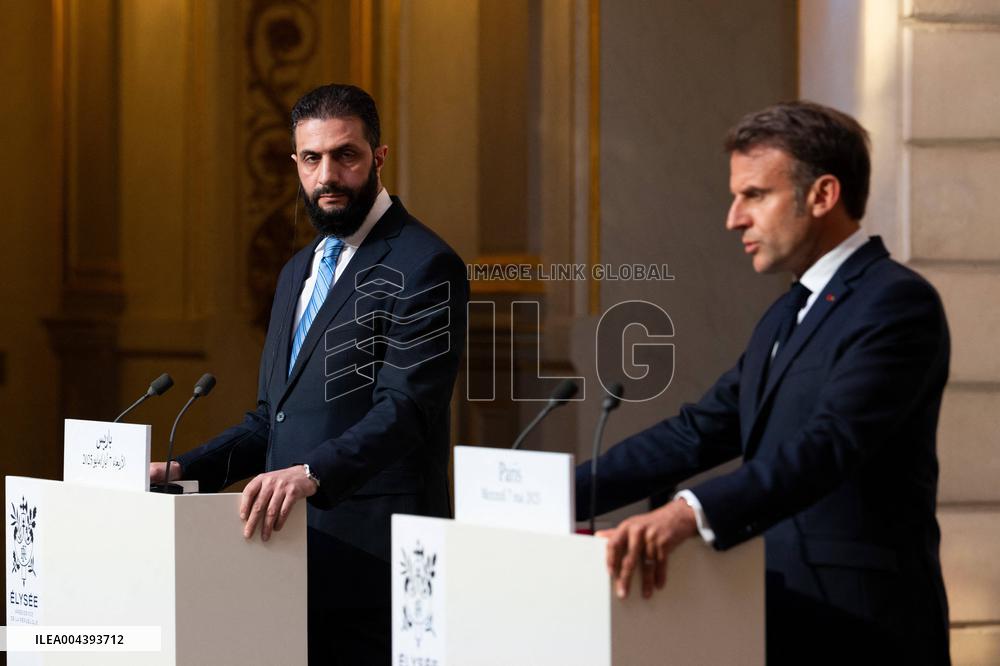 President Macron And Syrian President al-Sharaa Press Conference - Paris