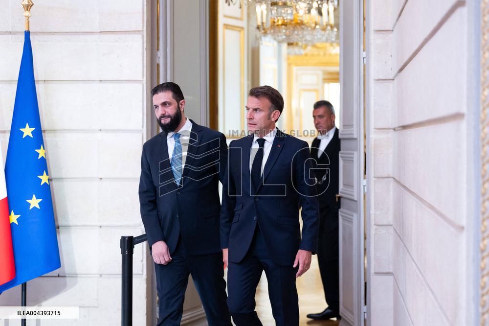 President Macron And Syrian President al-Sharaa Press Conference - Paris