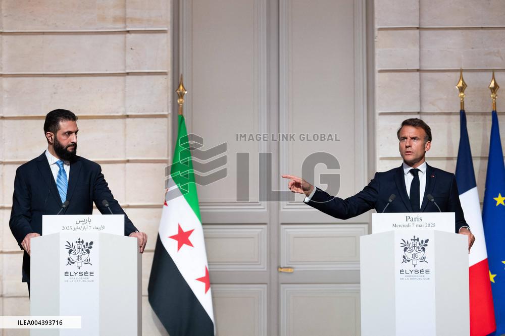 President Macron And Syrian President al-Sharaa Press Conference - Paris