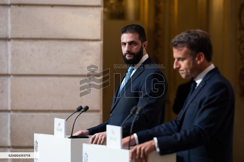 President Macron And Syrian President al-Sharaa Press Conference - Paris