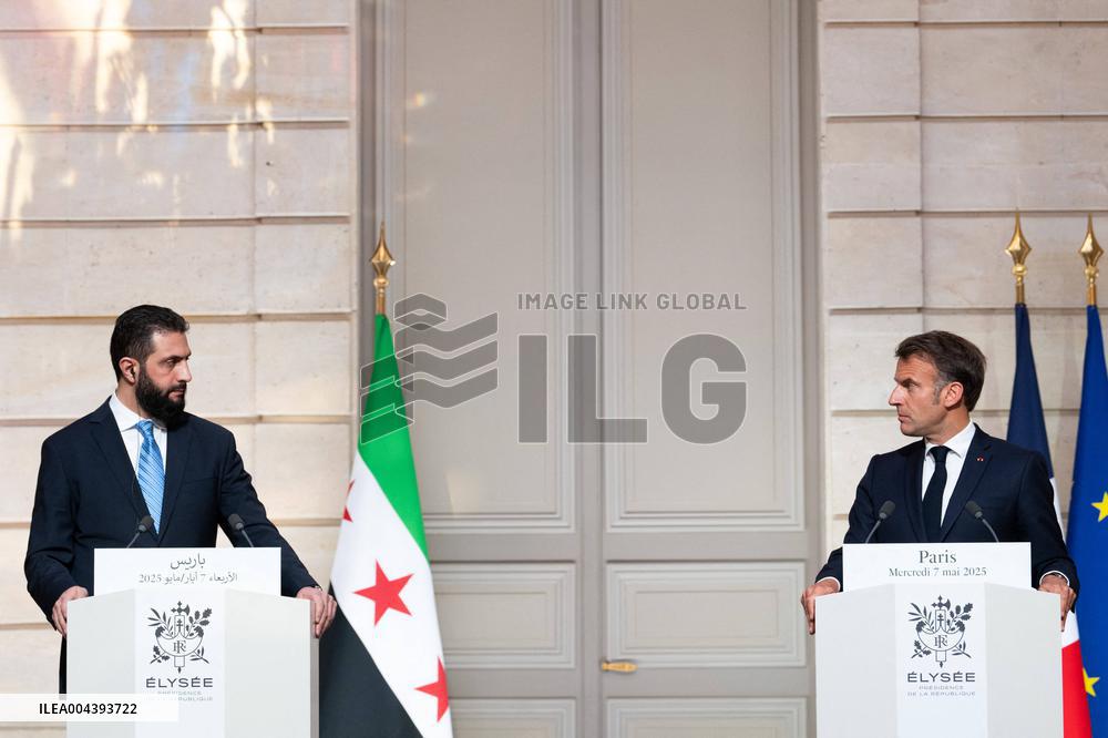 President Macron And Syrian President al-Sharaa Press Conference - Paris