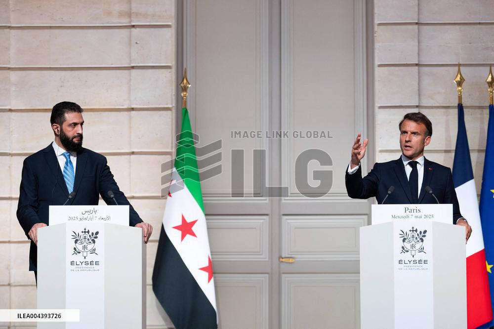 President Macron And Syrian President al-Sharaa Press Conference - Paris