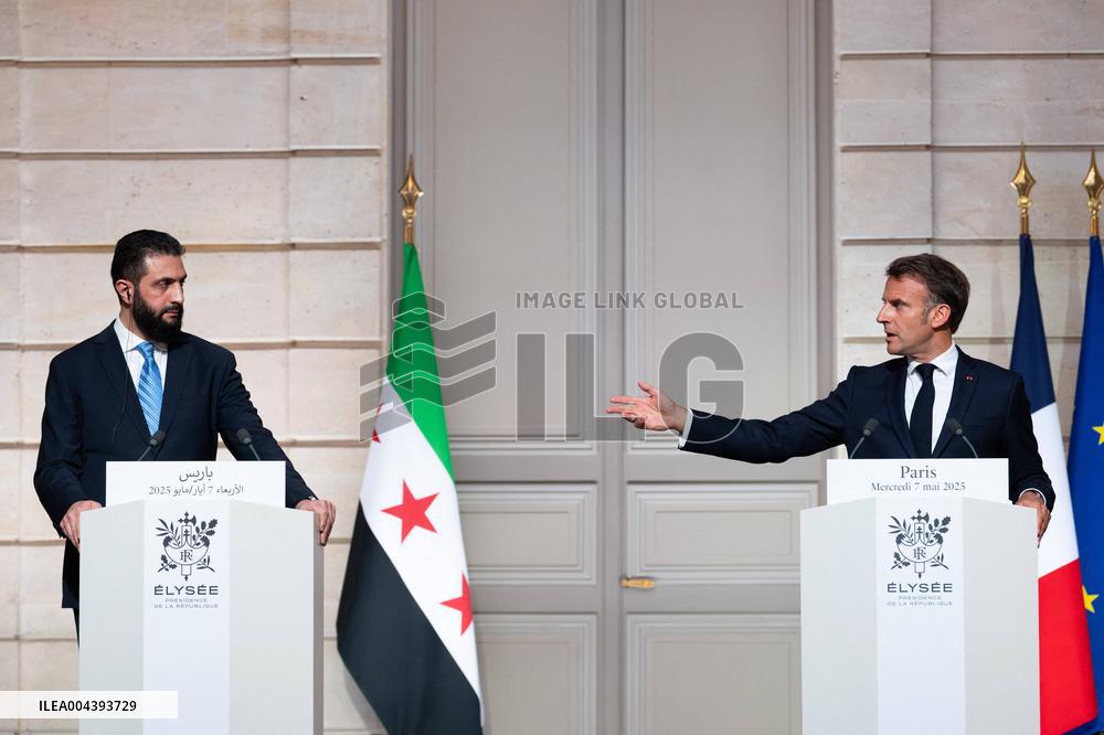 President Macron And Syrian President al-Sharaa Press Conference - Paris