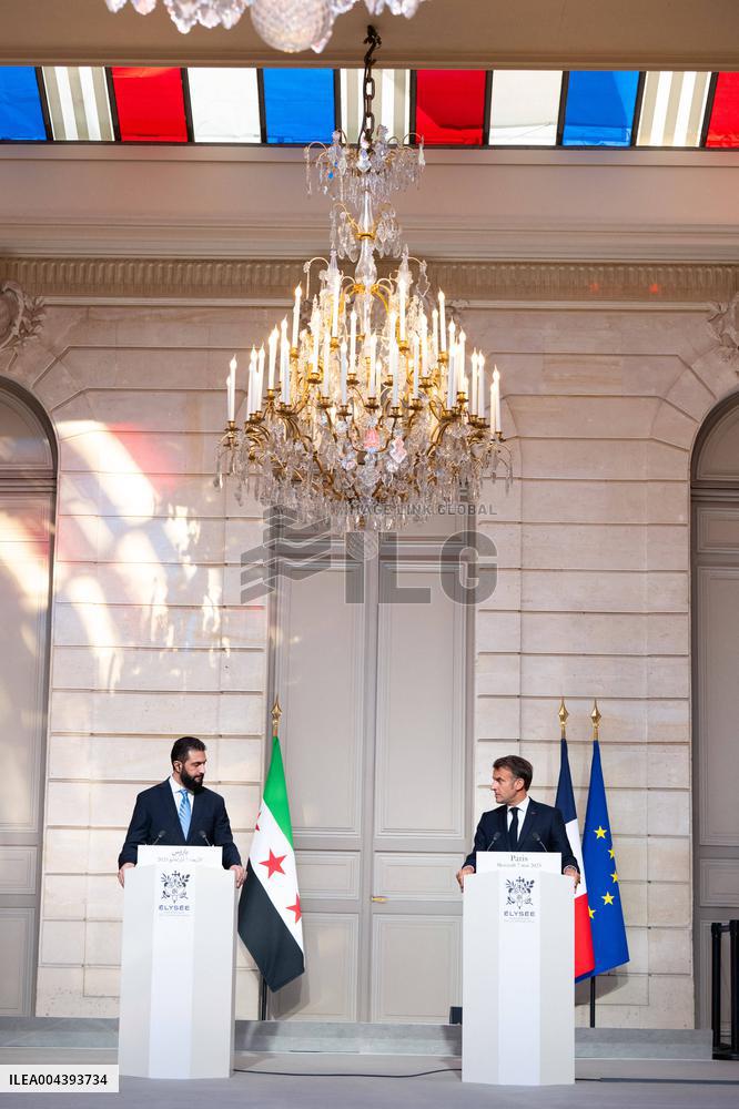 President Macron And Syrian President al-Sharaa Press Conference - Paris