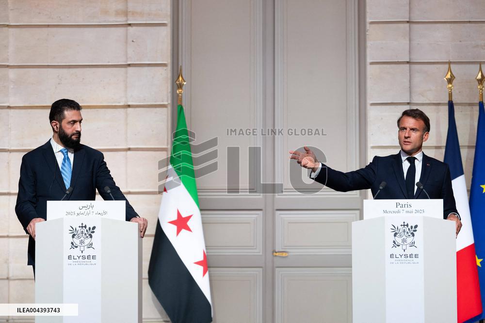 President Macron And Syrian President al-Sharaa Press Conference - Paris