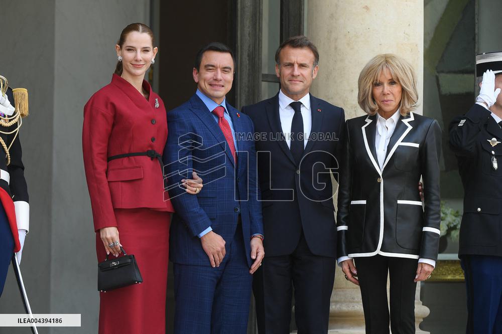 President Macron Hosts Ecuadorian President Daniel Noboa - Paris