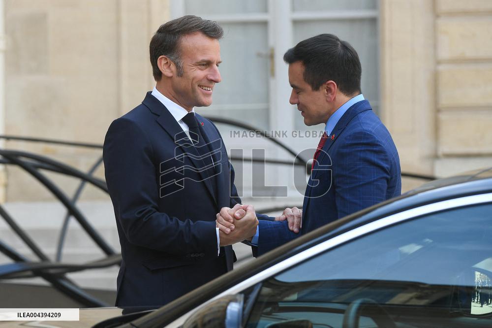 President Macron Hosts Ecuadorian President Daniel Noboa - Paris