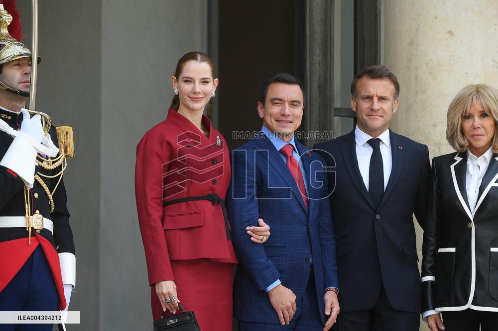 President Macron Hosts Ecuadorian President Daniel Noboa - Paris