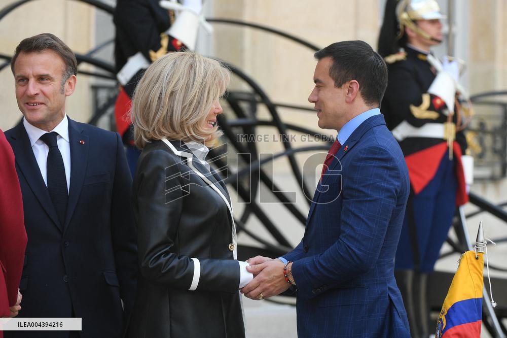 President Macron Hosts Ecuadorian President Daniel Noboa - Paris