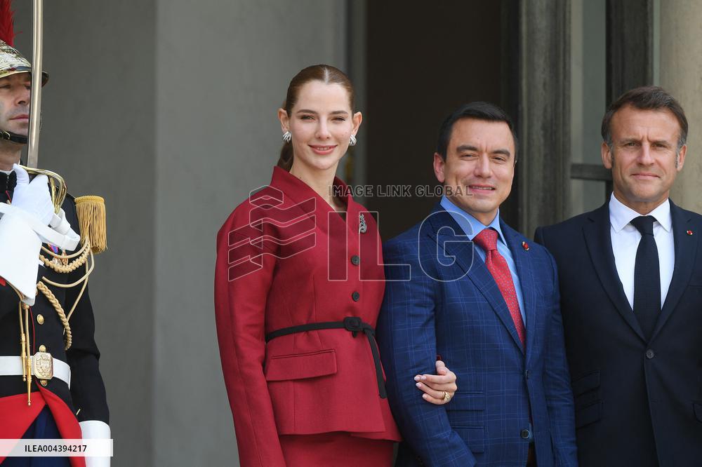 President Macron Hosts Ecuadorian President Daniel Noboa - Paris