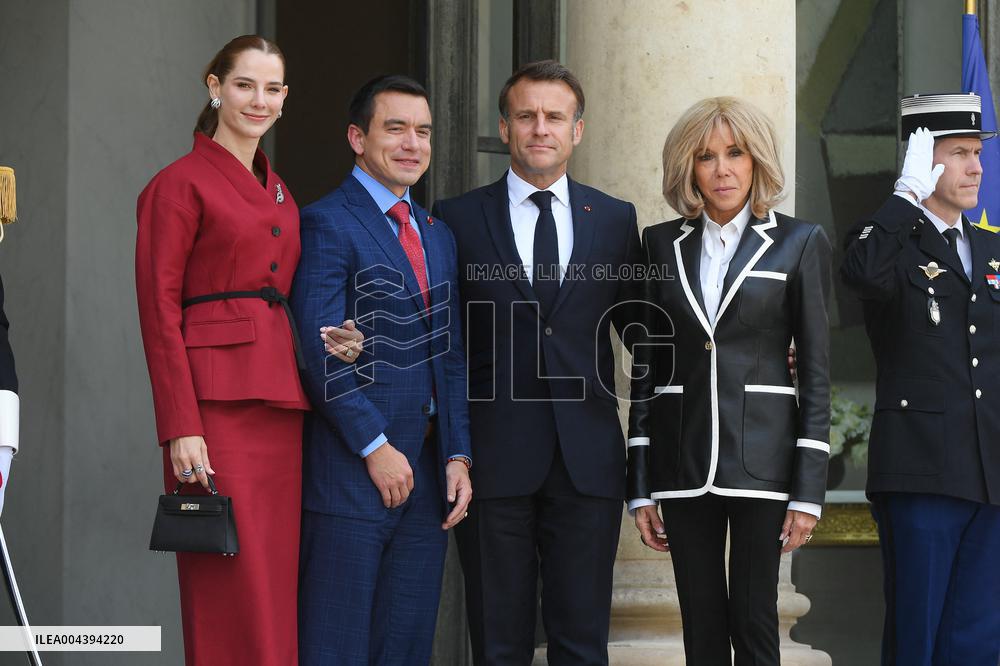 President Macron Hosts Ecuadorian President Daniel Noboa - Paris