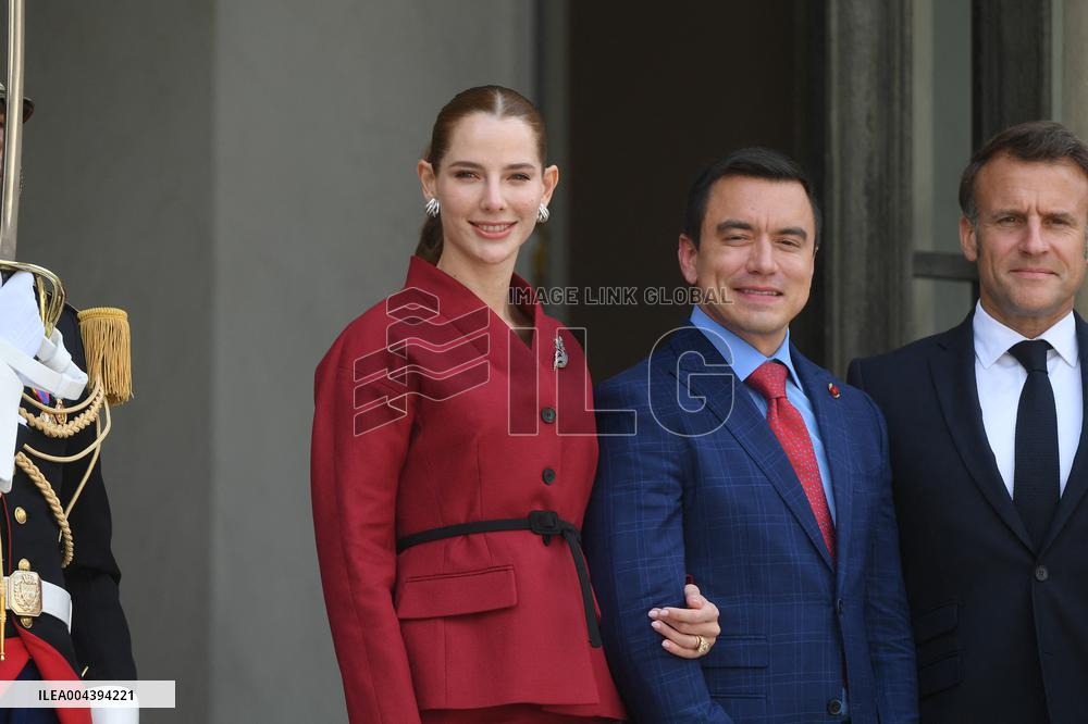 President Macron Hosts Ecuadorian President Daniel Noboa - Paris