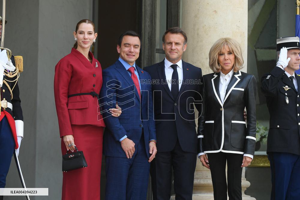 President Macron Hosts Ecuadorian President Daniel Noboa - Paris