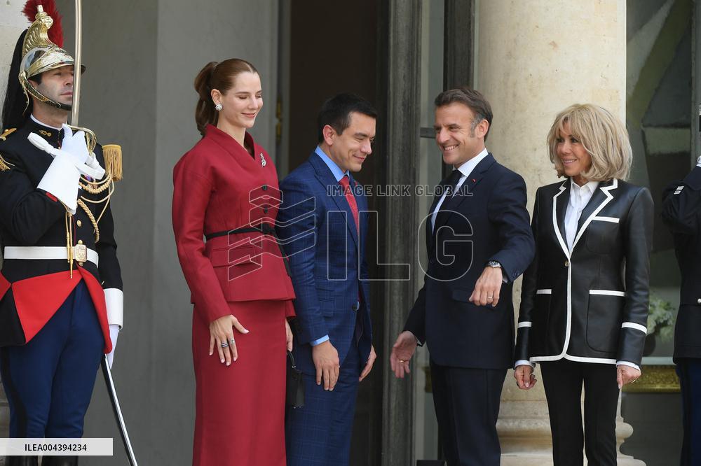 President Macron Hosts Ecuadorian President Daniel Noboa - Paris