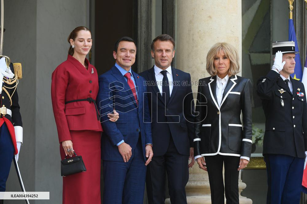 President Macron Hosts Ecuadorian President Daniel Noboa - Paris