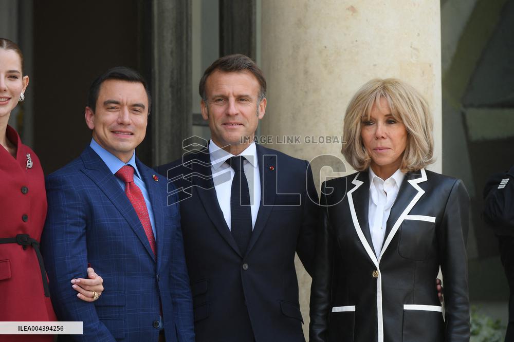 President Macron Hosts Ecuadorian President Daniel Noboa - Paris