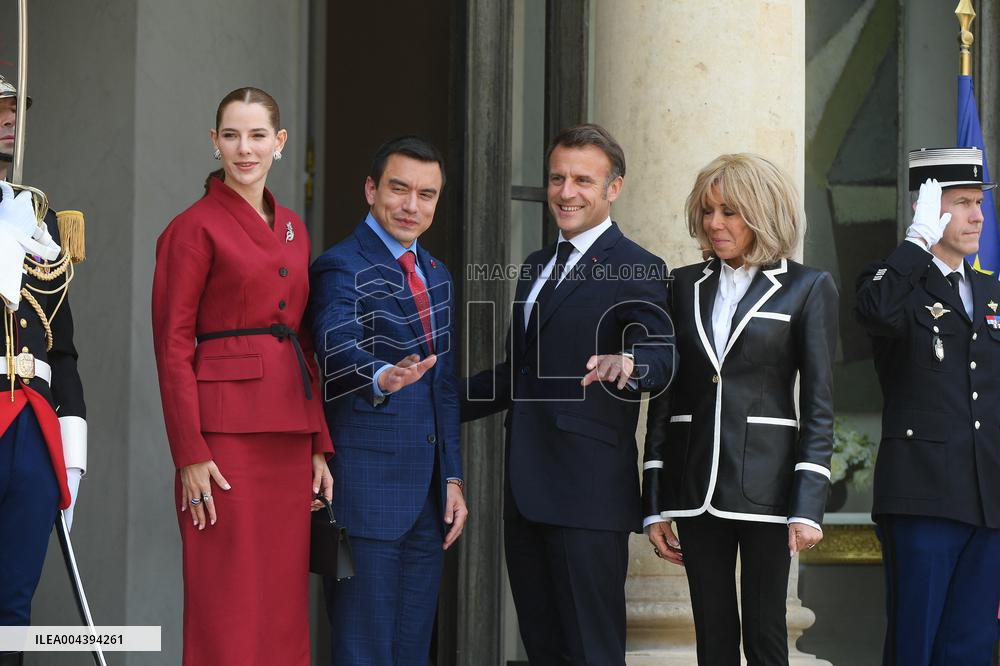 President Macron Hosts Ecuadorian President Daniel Noboa - Paris