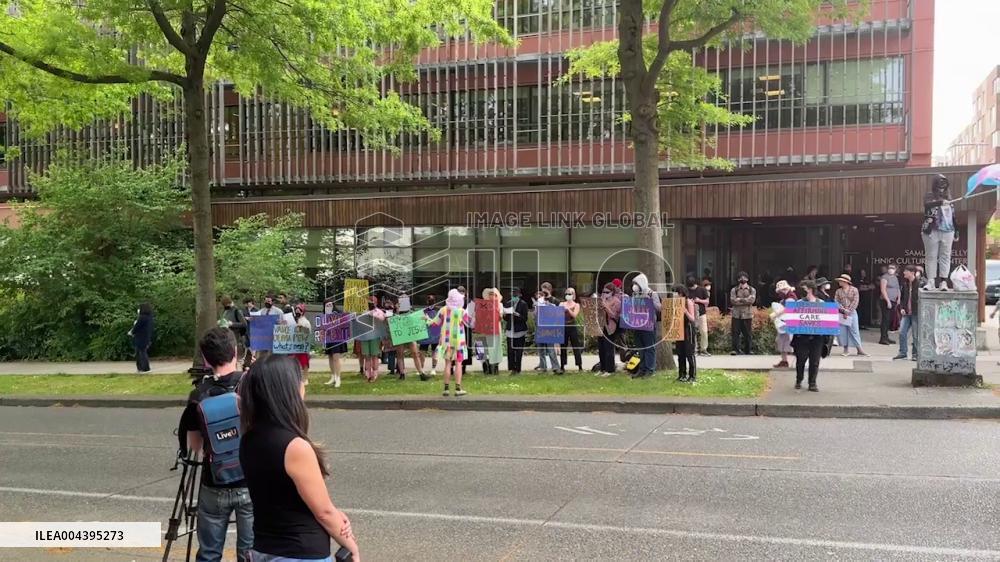 US: Protest on UW Campus Against Speaking Event Featuring Anti-Trans Activists 2
