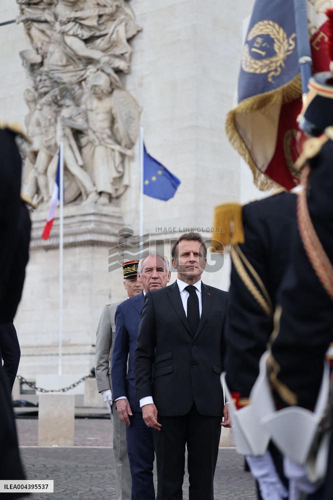 President Macron At Tomb Of The Unknown Soldier Ceremony - Paris