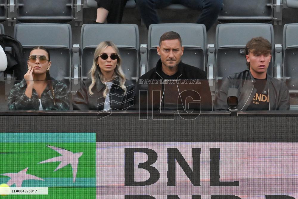 Francesco Totti with his partner Noemi Bocchi and his children Chanel and Cristian