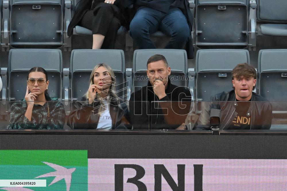 Francesco Totti with his partner Noemi Bocchi and his children Chanel and Cristian