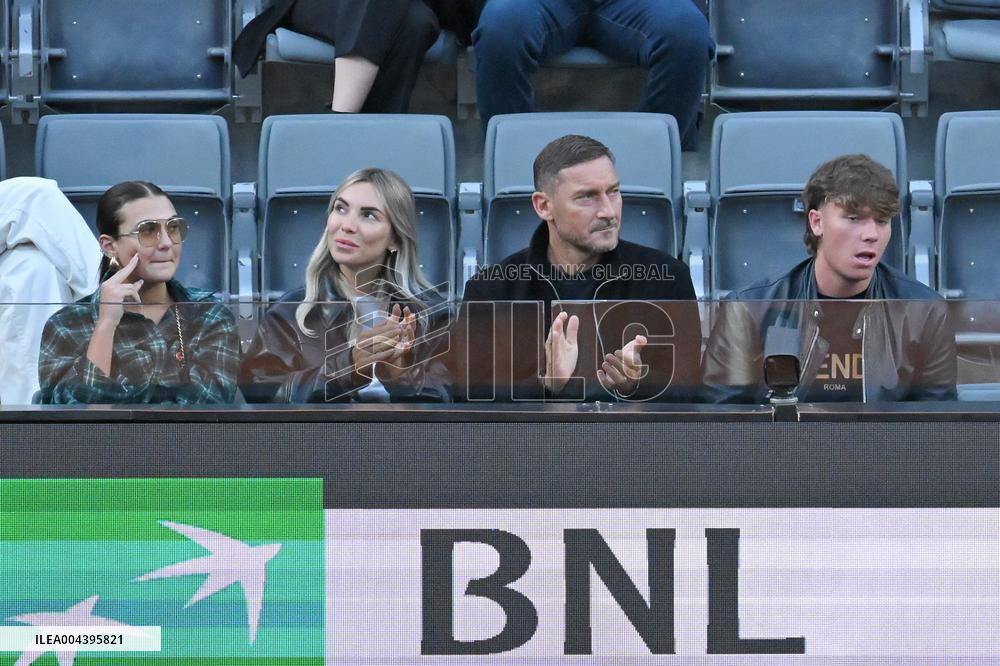 Francesco Totti with his partner Noemi Bocchi and his children Chanel and Cristian