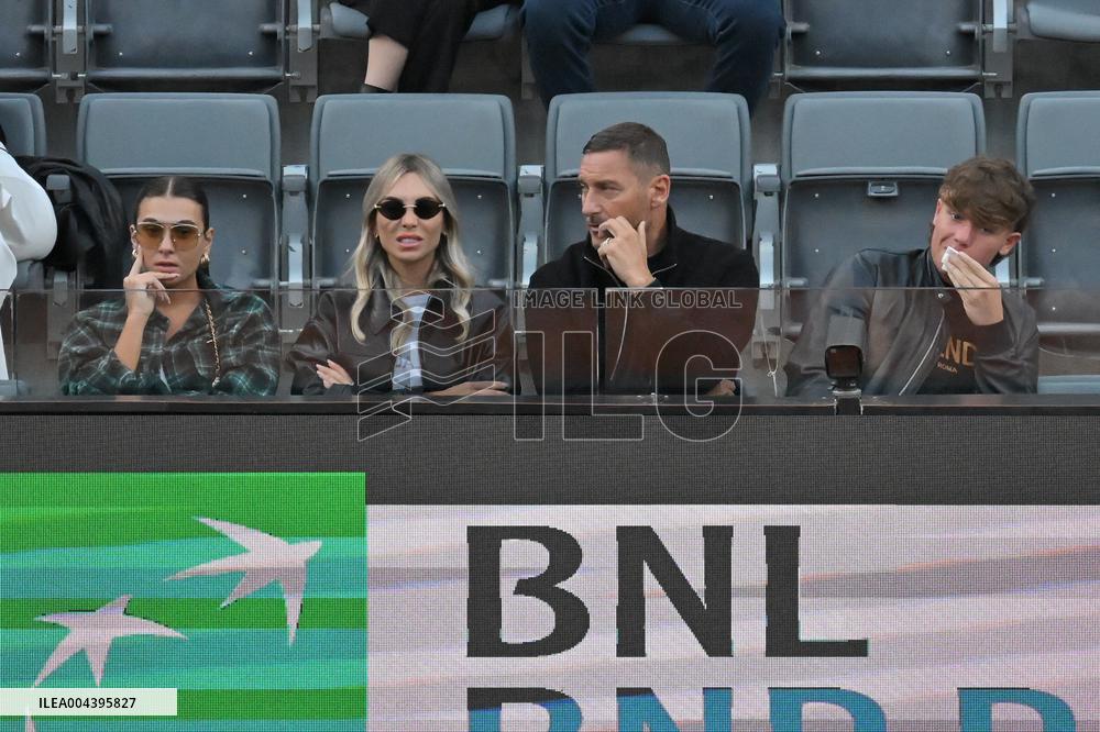 Francesco Totti with his partner Noemi Bocchi and his children Chanel and Cristian