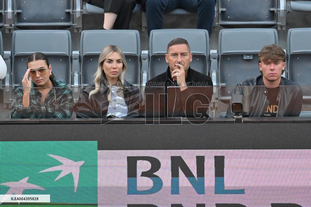 Francesco Totti with his partner Noemi Bocchi and his children Chanel and Cristian