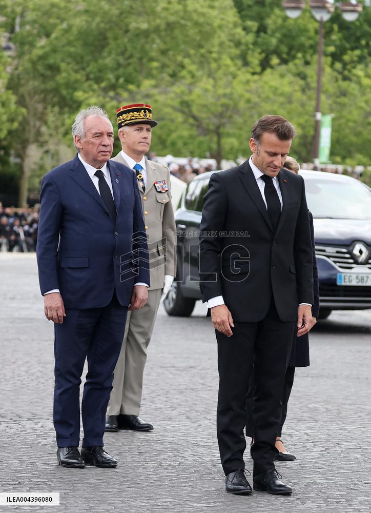 President Macron At Tomb Of The Unknown Soldier Ceremony - Paris