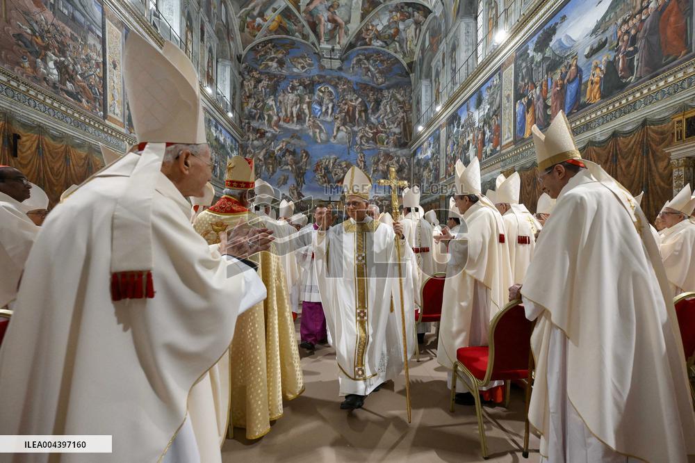 Pope Leo XIV Leads His First Mass At Sistine Chapel - Vatican