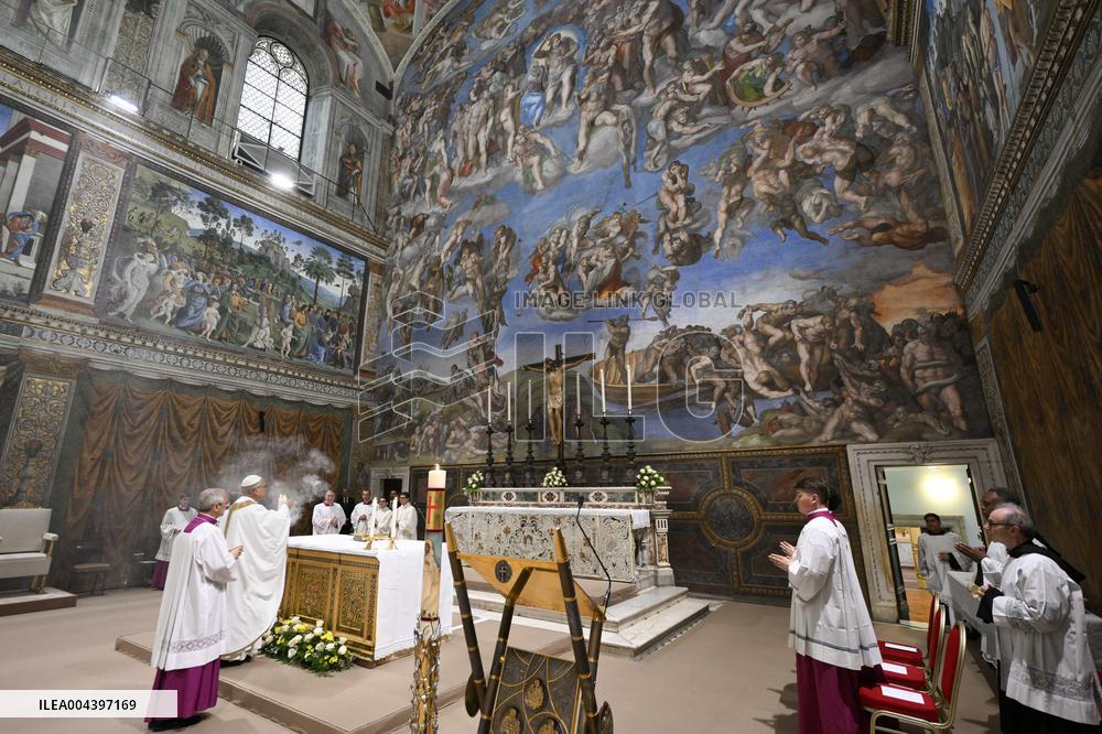 Pope Leo XIV Leads His First Mass At Sistine Chapel - Vatican