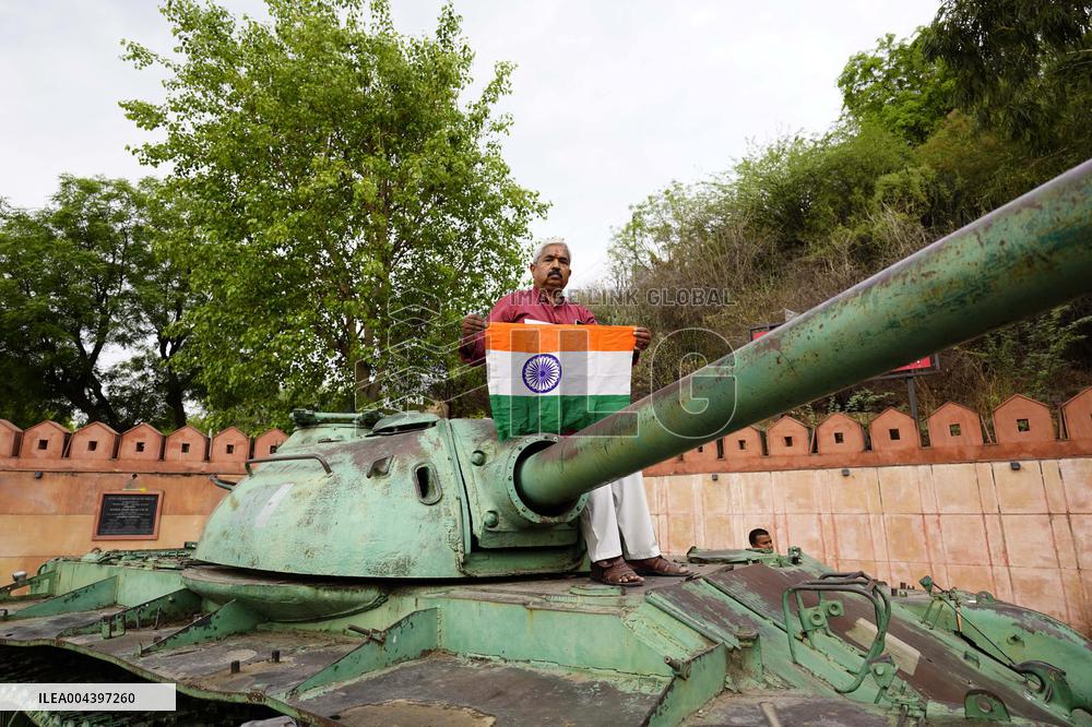 Supporters Wave Flag In Support Of Missile Strikes - India