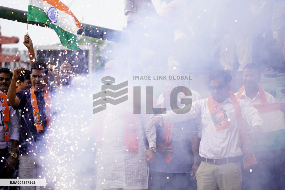 Supporters Wave Flag In Support Of Missile Strikes - India