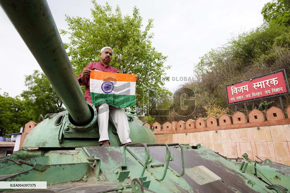 Supporters Wave Flag In Support Of Missile Strikes - India