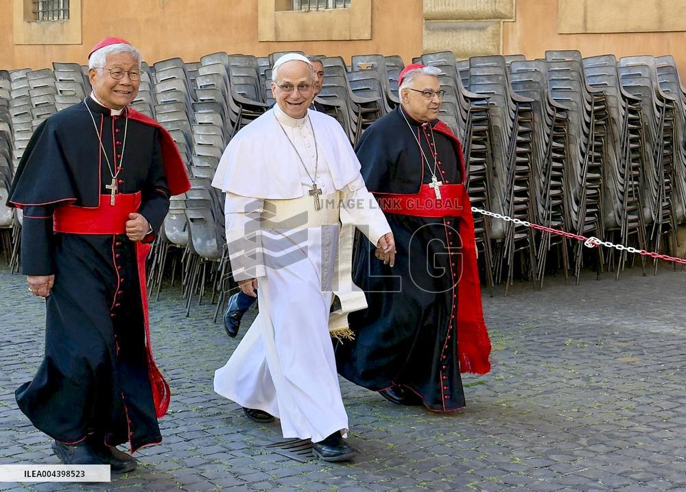 Pope Leon XIV Takes First Walk in Vatican