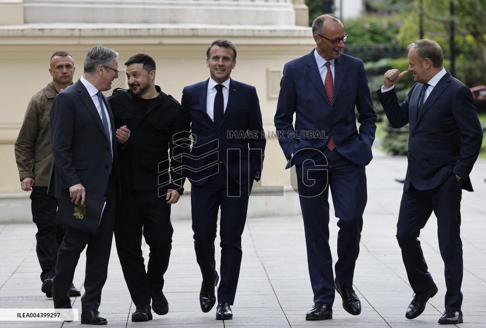 Merz Macron Starmer and Tusk in Kiev for Ukraine Ceasefire Talk