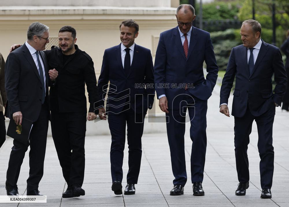 Merz Macron Starmer and Tusk in Kiev for Ukraine Ceasefire Talk