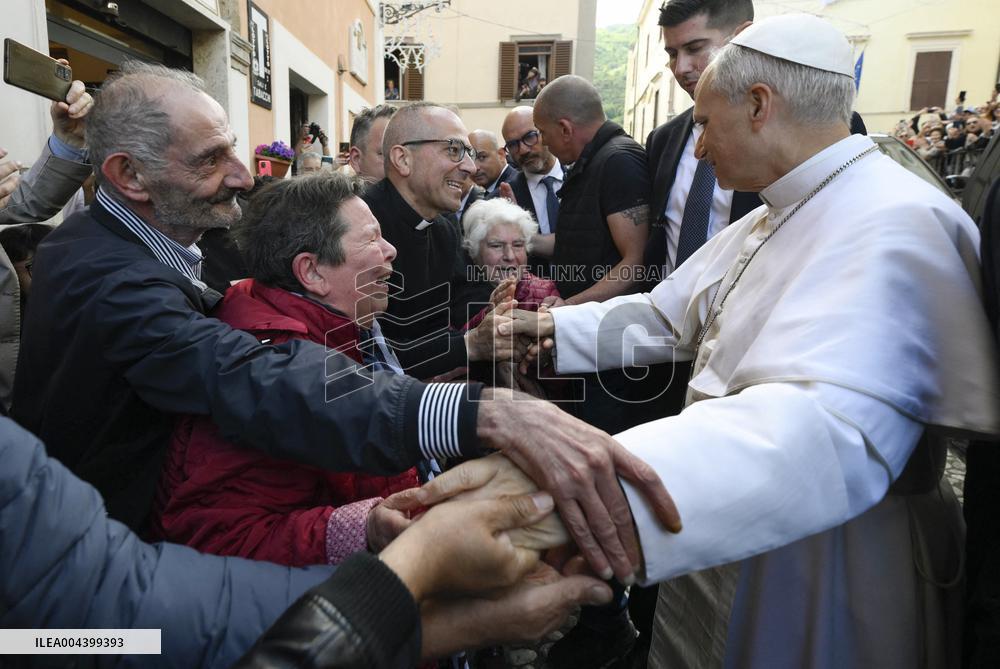 Pope Leo XIV Visits A Shrine Outside Rome - Italy