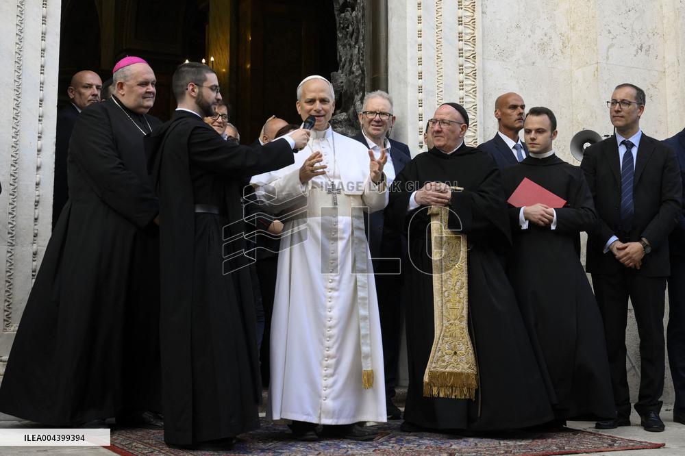 Pope Leo XIV Visits A Shrine Outside Rome - Italy