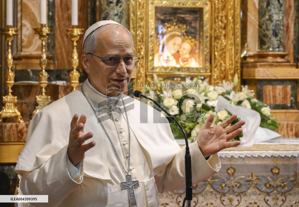 Pope Leo XIV Visits A Shrine Outside Rome - Italy