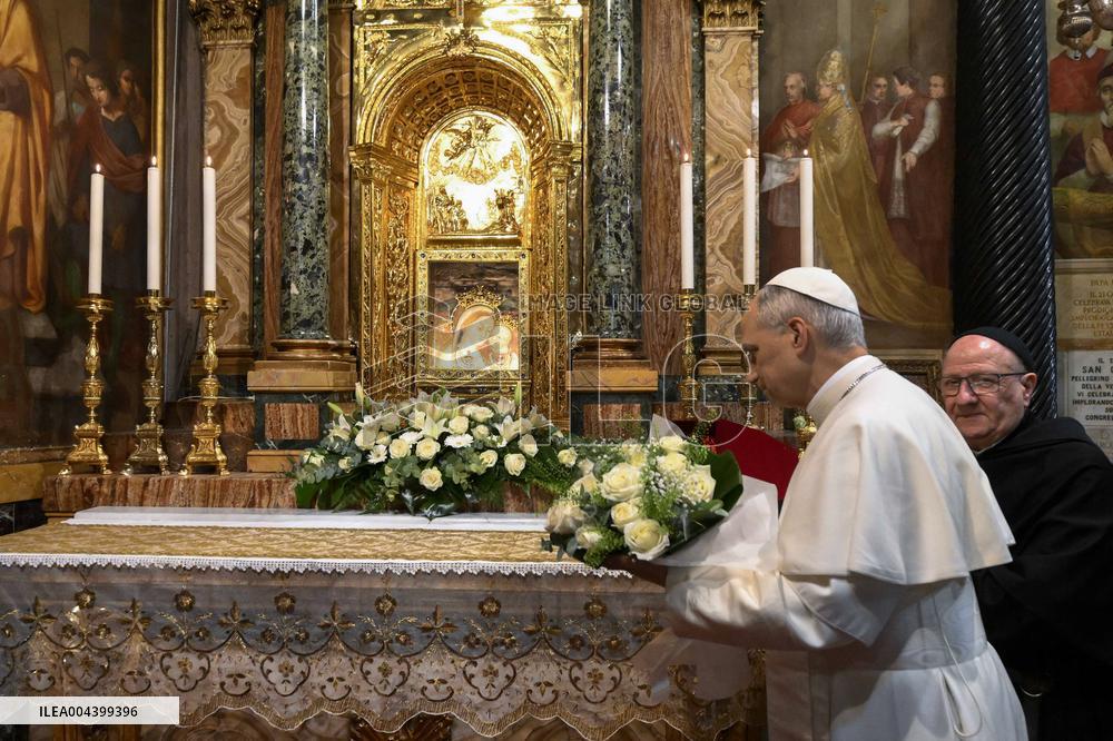 Pope Leo XIV Visits A Shrine Outside Rome - Italy