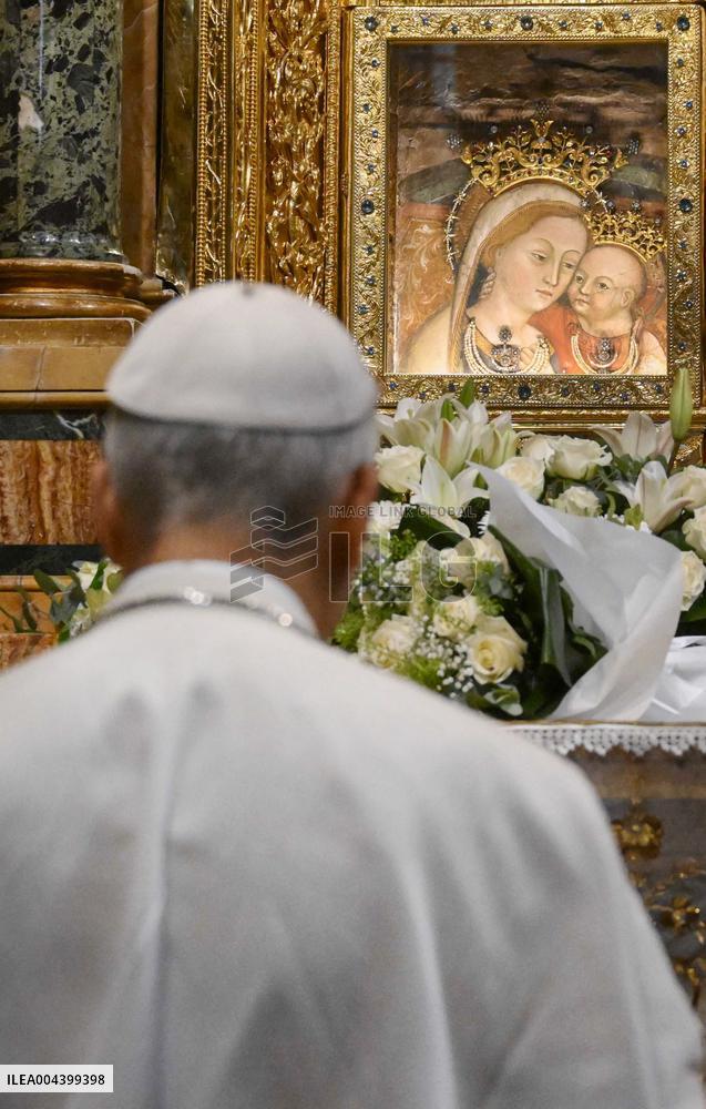Pope Leo XIV Visits A Shrine Outside Rome - Italy