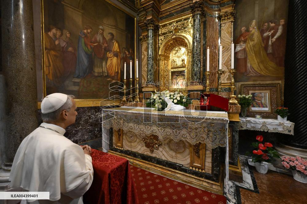 Pope Leo XIV Visits A Shrine Outside Rome - Italy