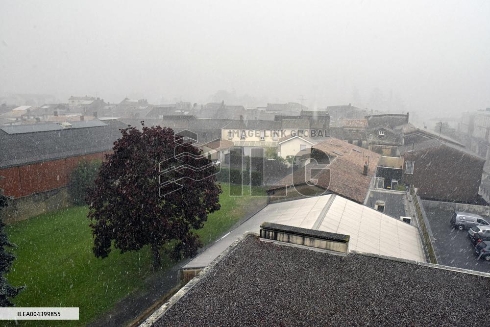 Langon Flooded by Storms and Hail - France