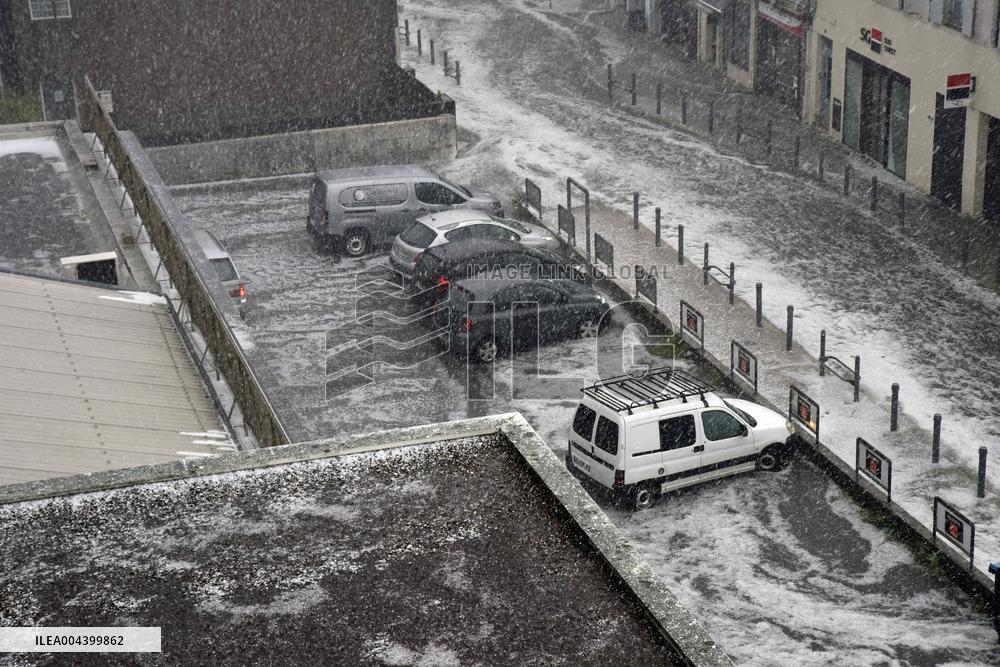 Langon Flooded by Storms and Hail - France