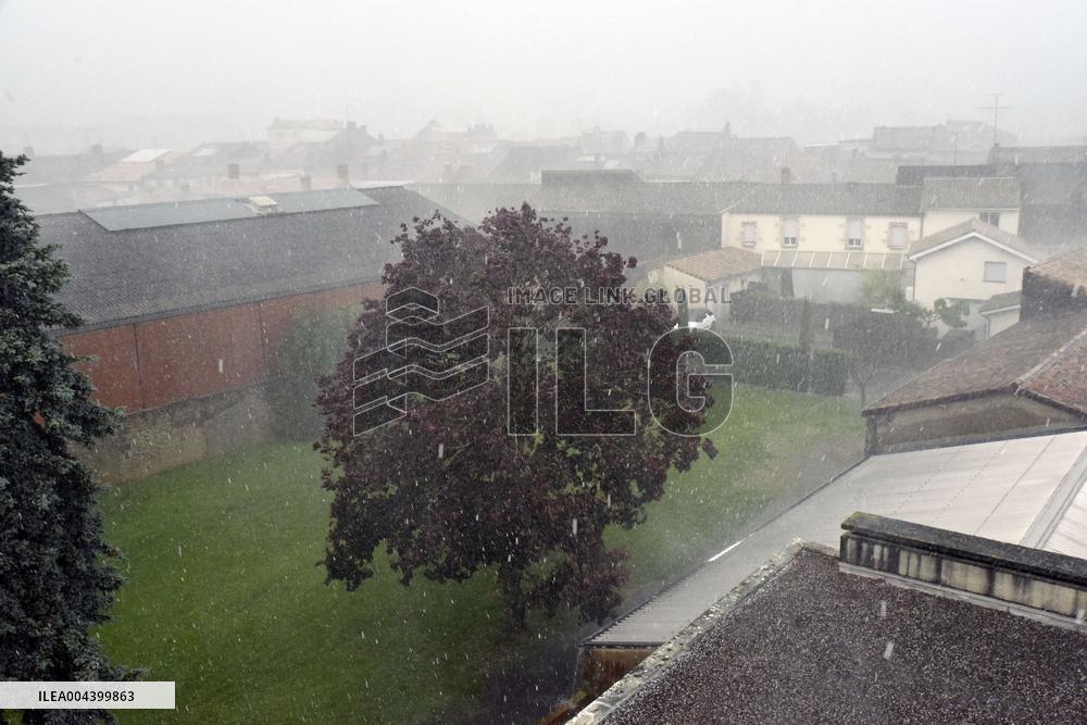Langon Flooded by Storms and Hail - France